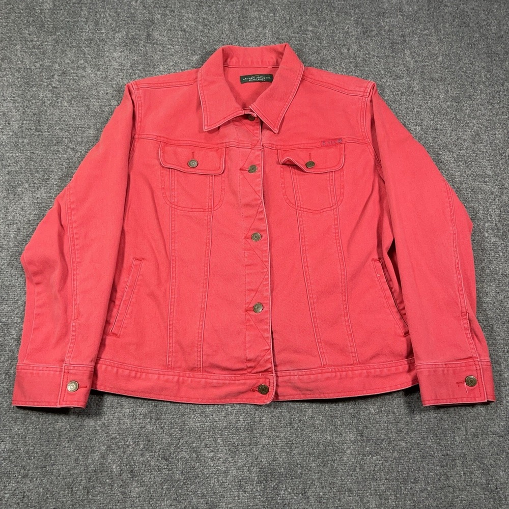 Ralph Lauren Jeans Co Red Denim Jean Jacket Women's 1XL Stretch Trucker Chore